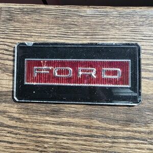 Vtg Ford Emblem Badge Red Black Plastic‎ Car Motor Nameplate Trim Classic 4.5"